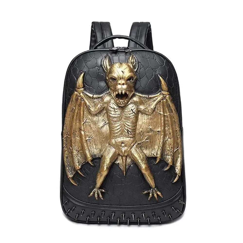 3D Evil Bat PU Studded Computer Backpack Bag