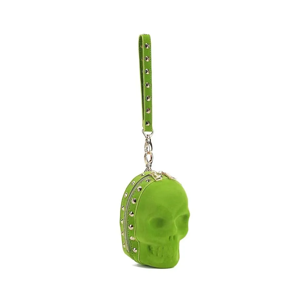 3D Skull Handle Bag ,Mini Skull Bags, Fashion 3D Skull Suede Wrist Handle Bag