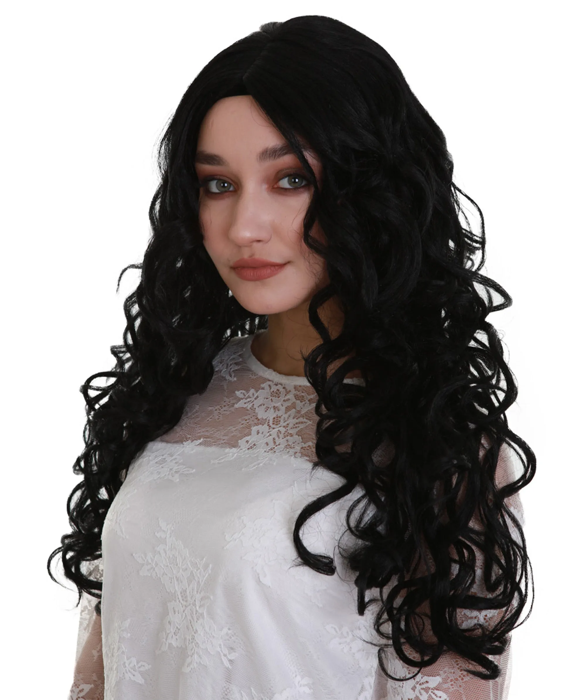 Adult Women's Black Color Curly Medium Length Trendy Wig