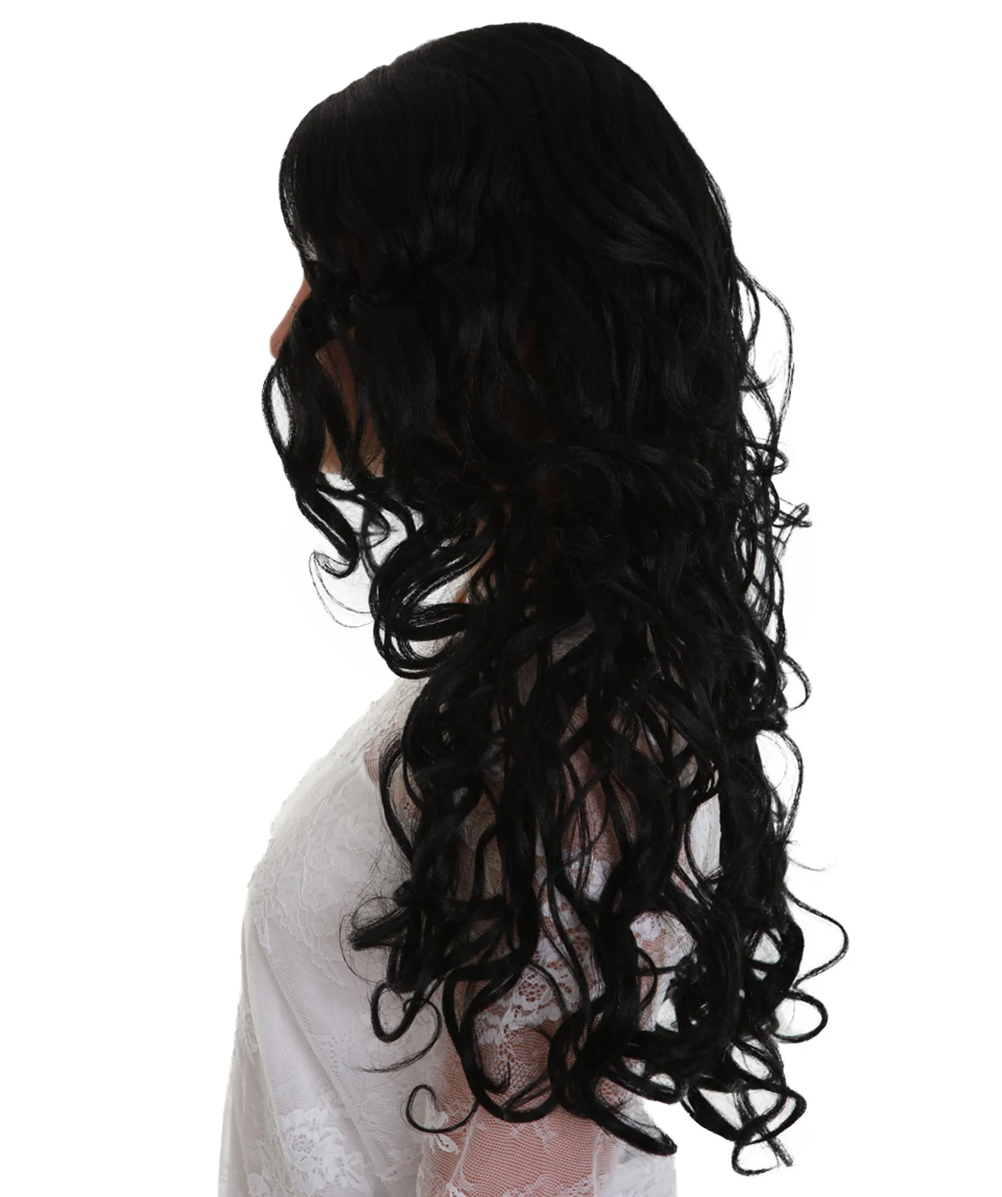 Adult Women's Black Color Curly Medium Length Trendy Wig