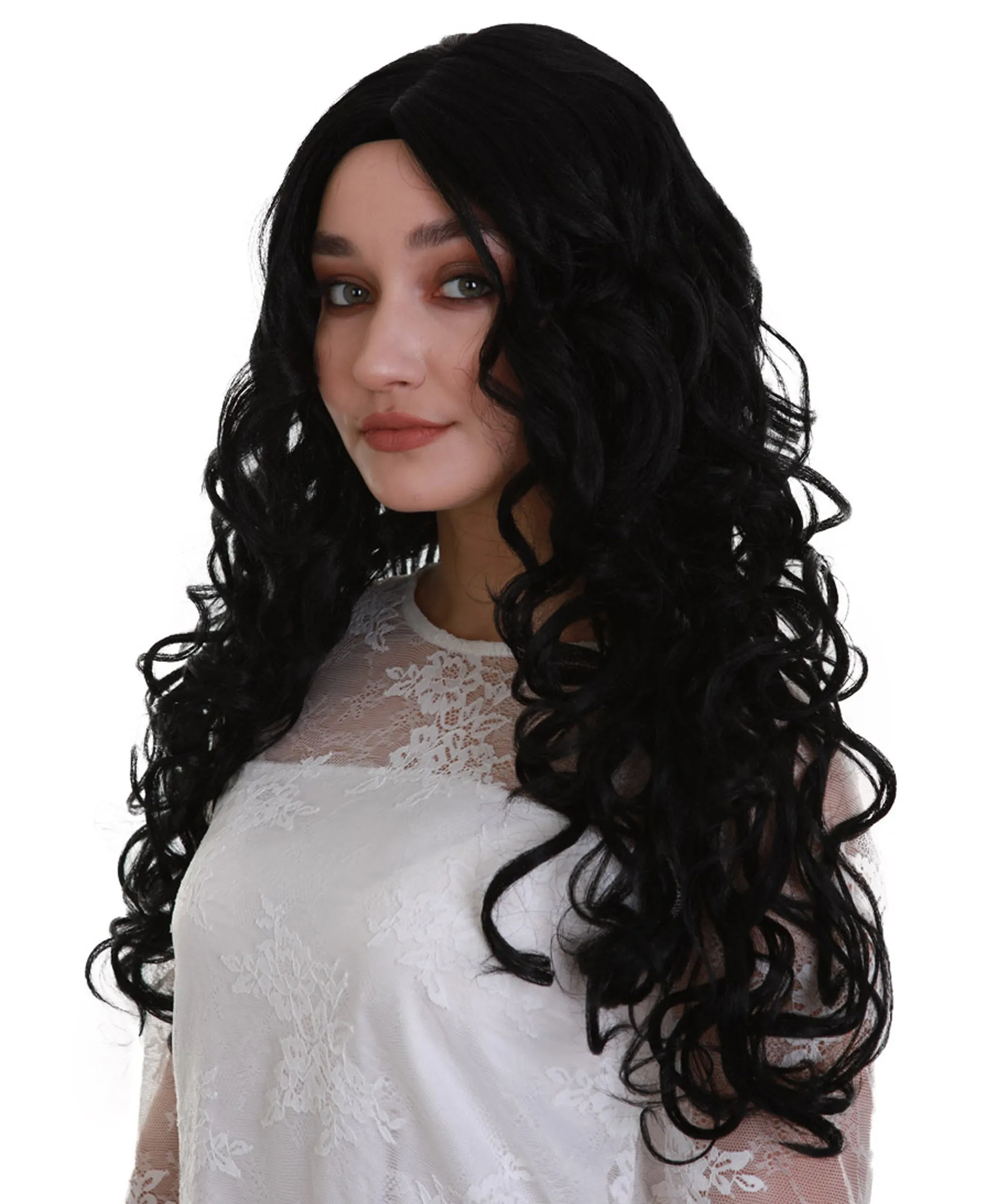 Adult Women's Black Color Curly Medium Length Trendy Wig