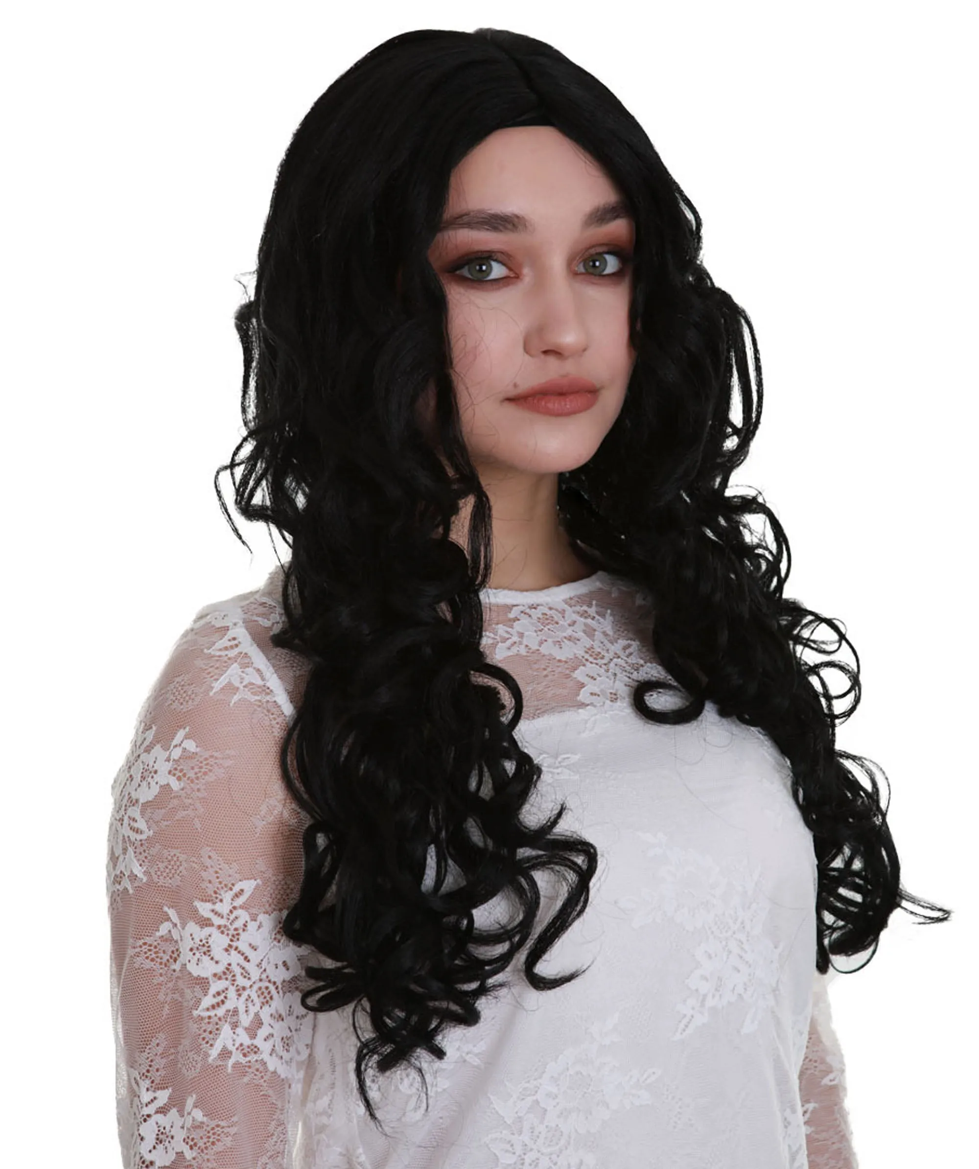 Adult Women's Black Color Curly Medium Length Trendy Wig