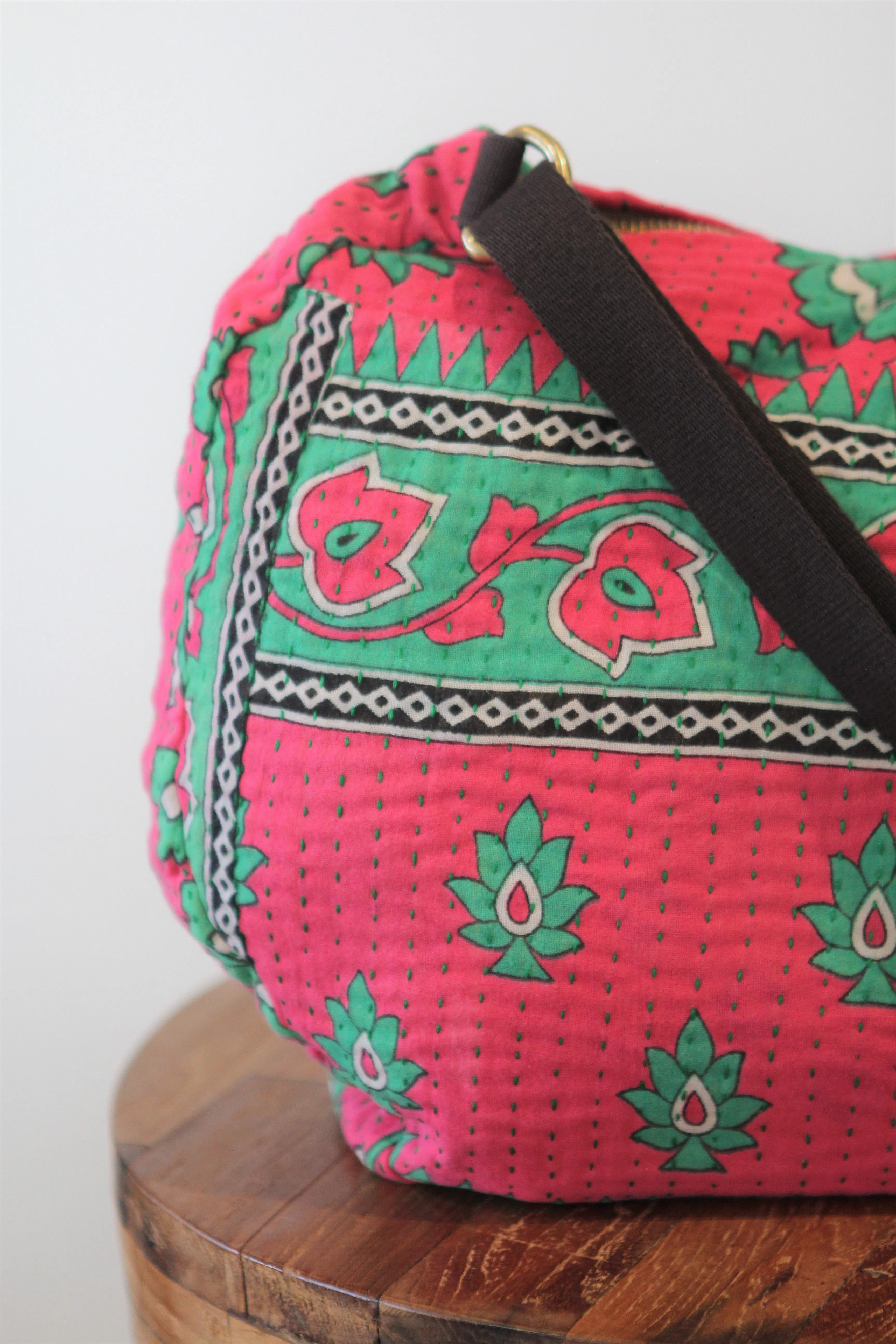 Bharati Boho Bag - Pink & Green