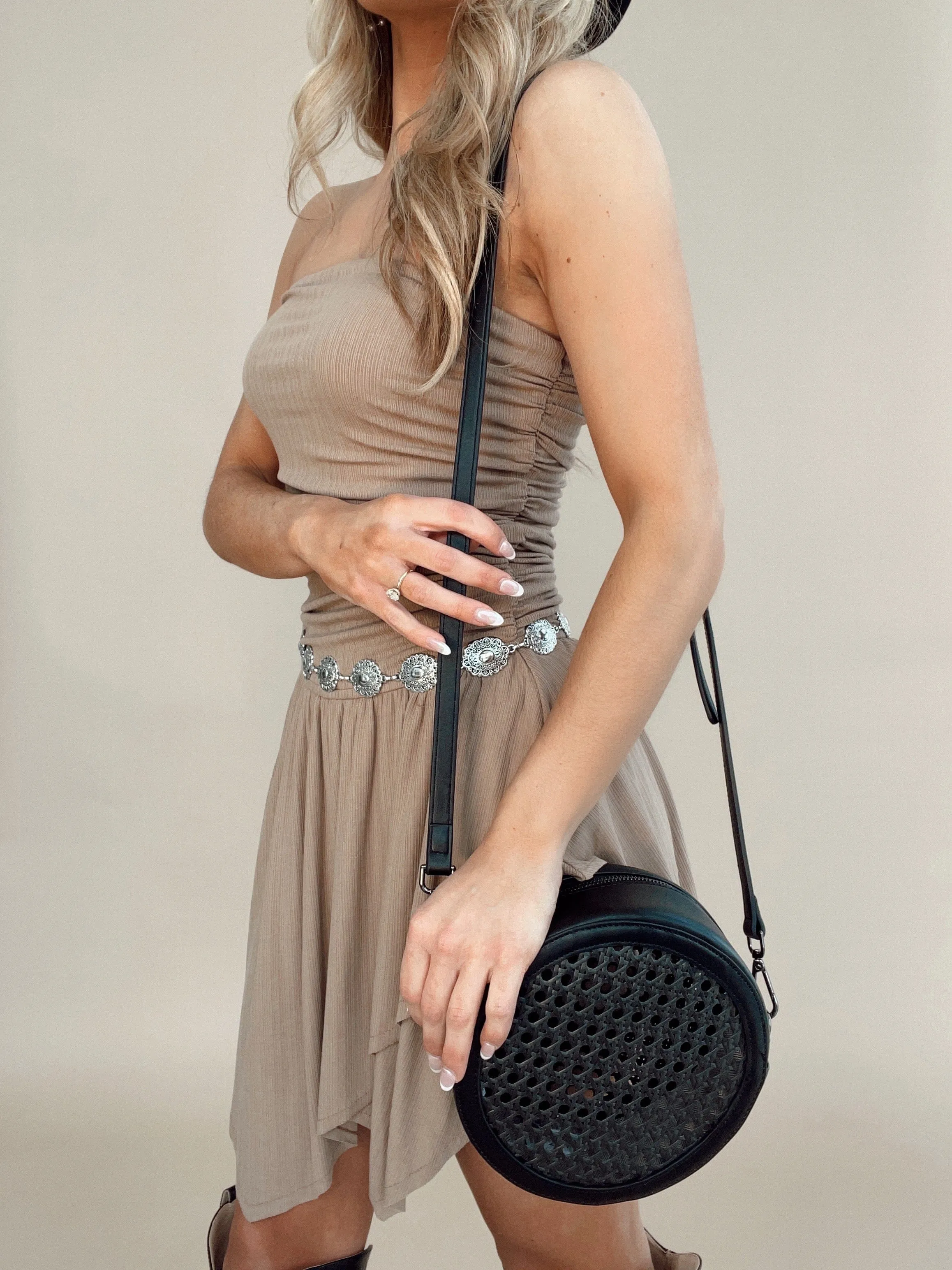 Black Rattan Crossbody