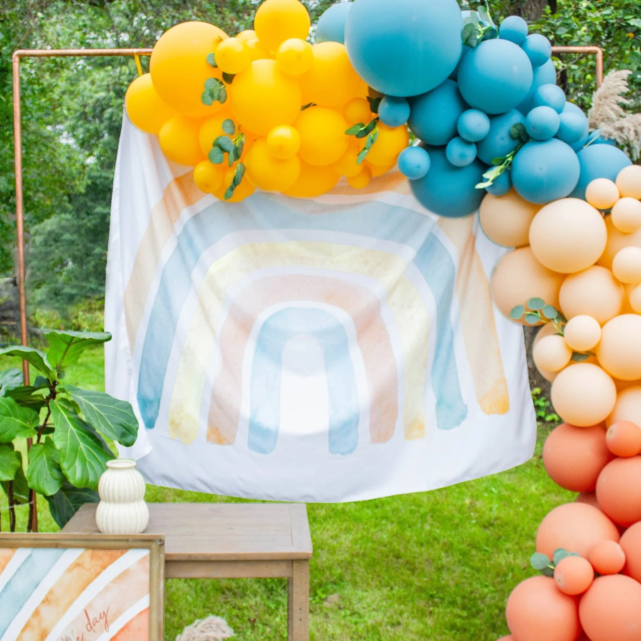 Boho Rainbow Balloon Arch Kit - Blue & Orange Balloon Garland Kit