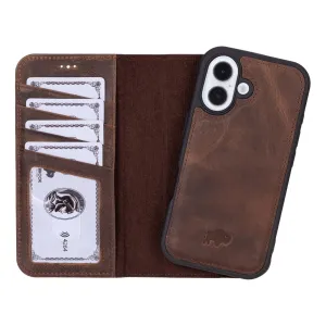 Carter iPhone 16 Wallet Case, Distressed Coffee