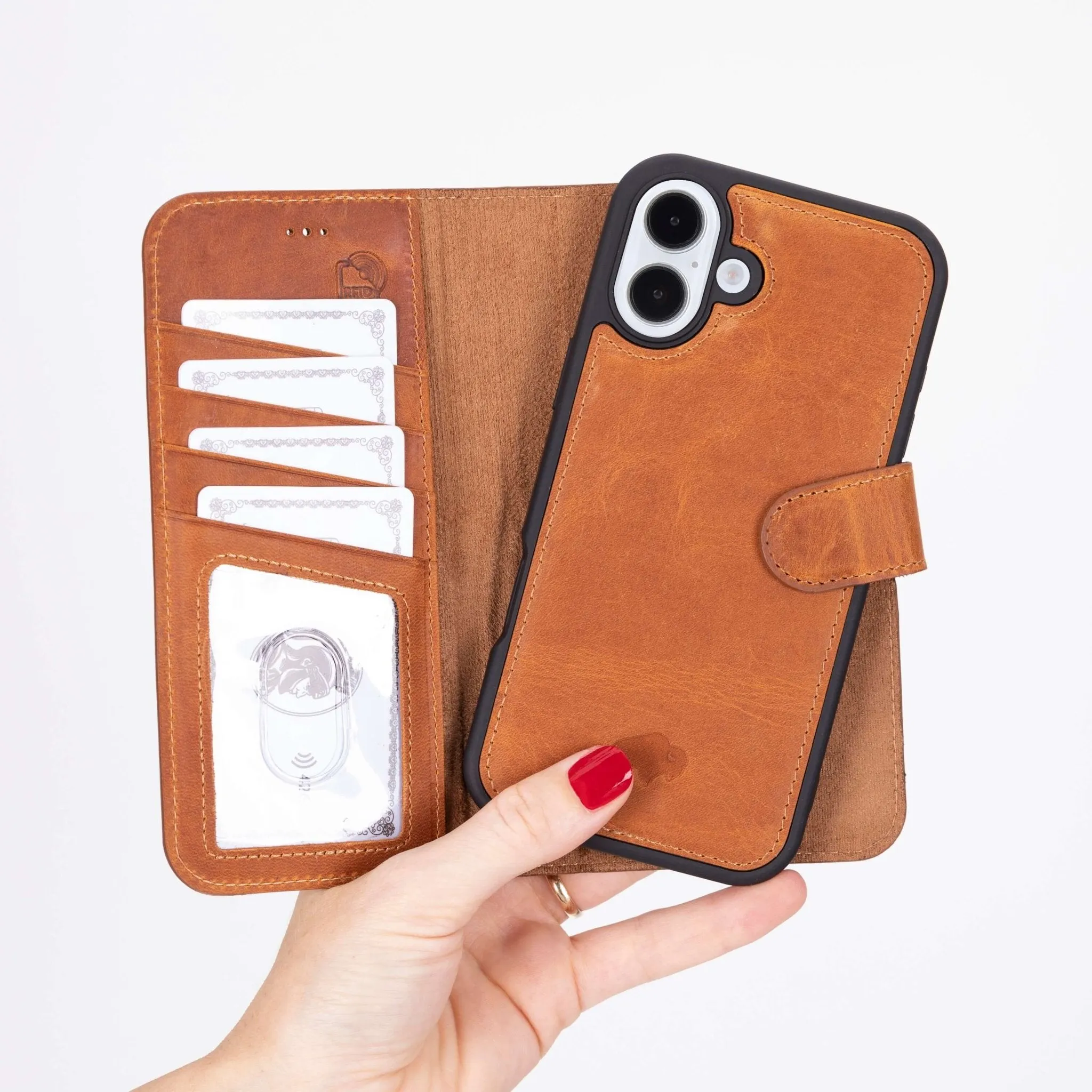 Carter iPhone 16 Wallet Case, Golden Brown