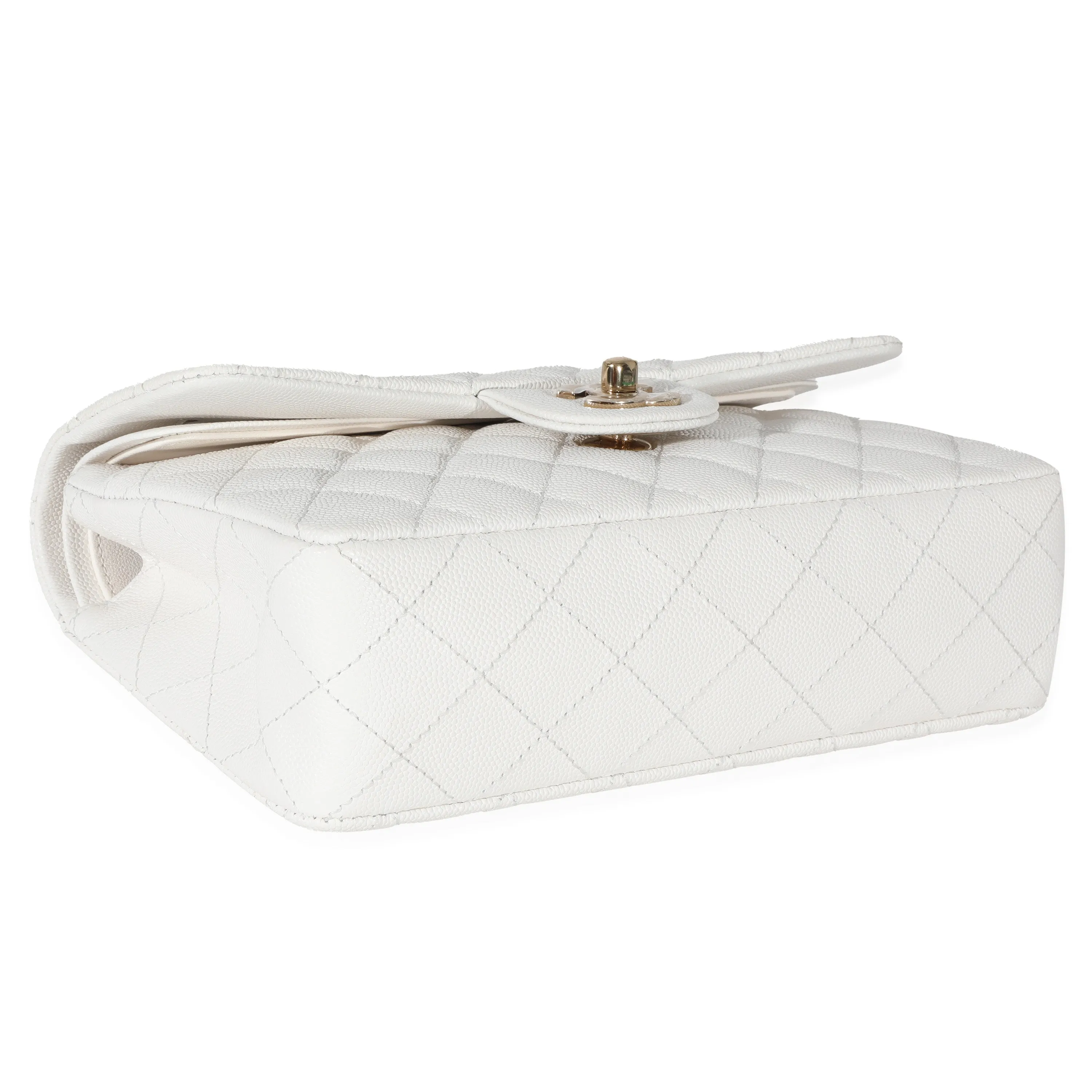 Chanel 23C White Caviar Small Classic Double Flap Bag