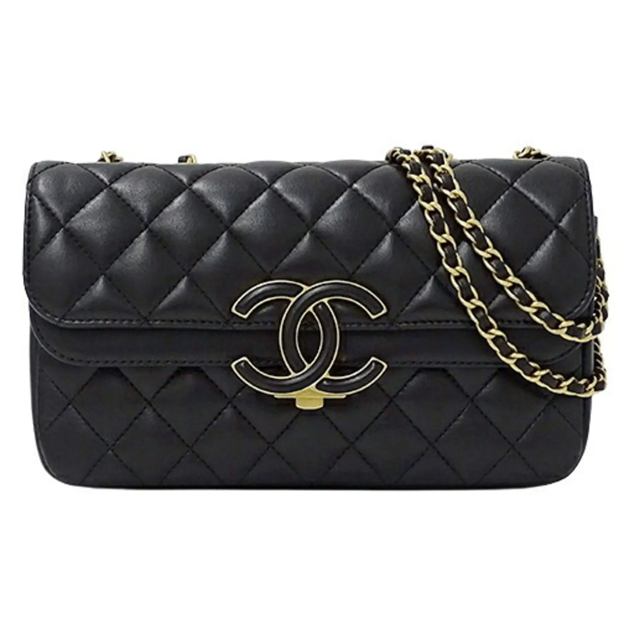 CHANEL Bag Matelasse Women's Shoulder Chain Lambskin Black A57276 W Flap