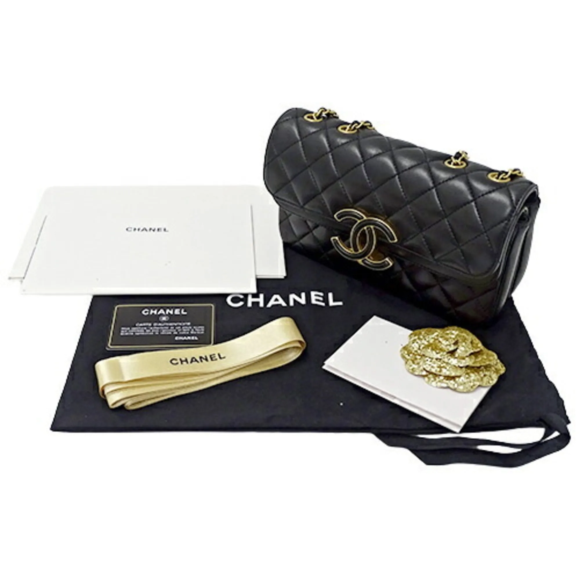 CHANEL Bag Matelasse Women's Shoulder Chain Lambskin Black A57276 W Flap