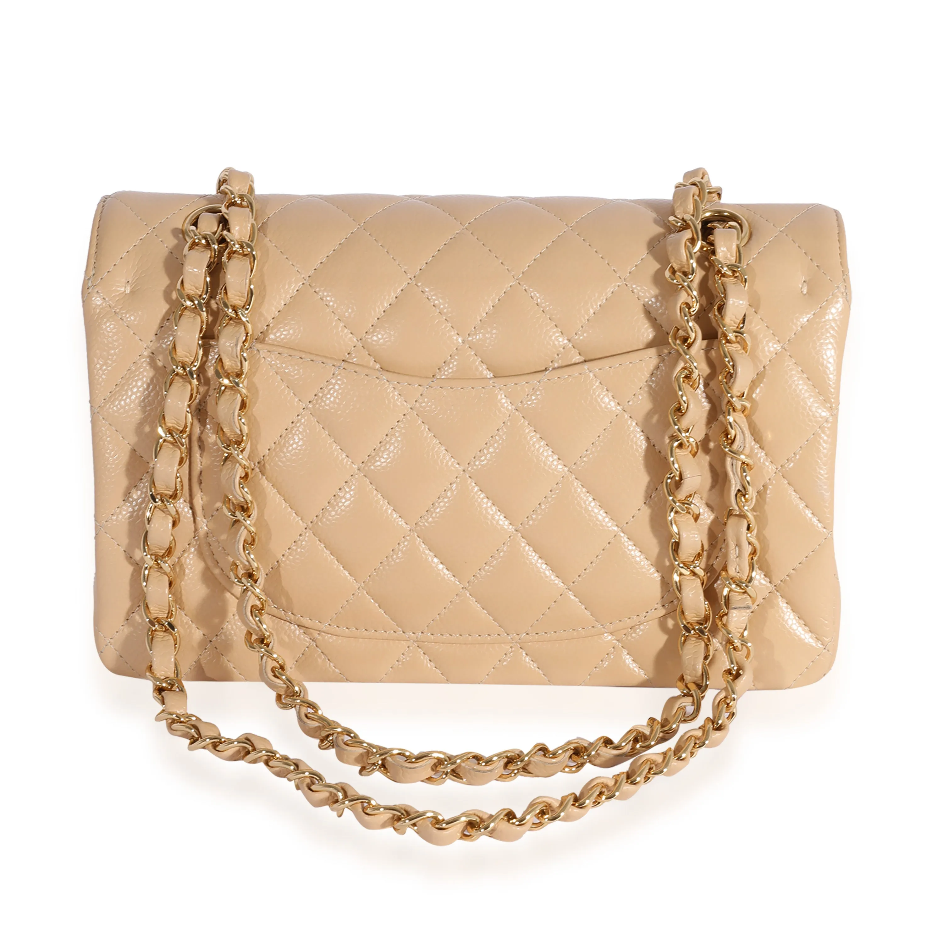 Chanel Beige Quilted Caviar Small Classic Double Flap