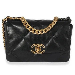 Chanel Black Goatskin Small Chanel 19 Flap Bag