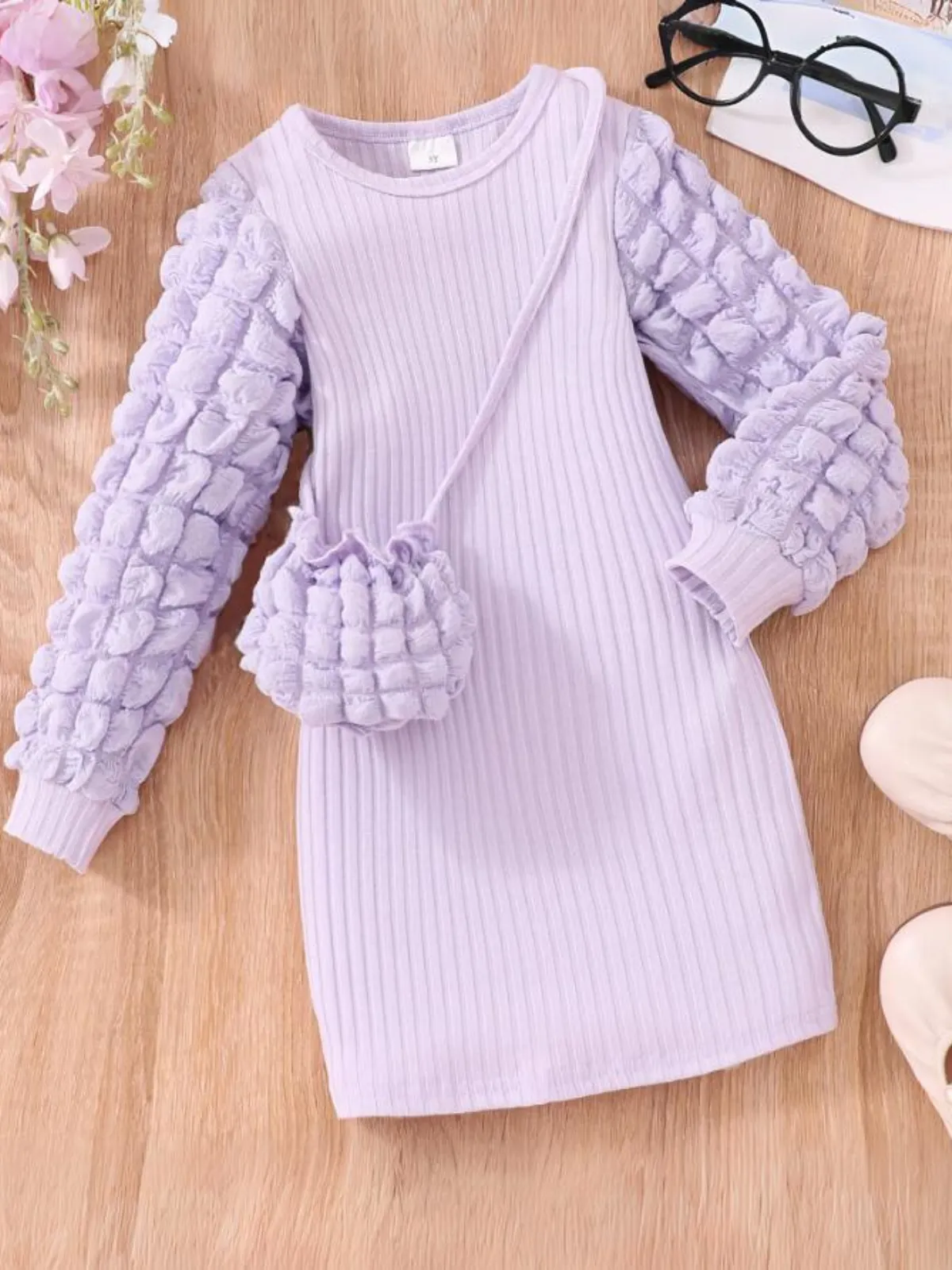 Chic and Cozy Puff Sleeve Sweater Dress Set