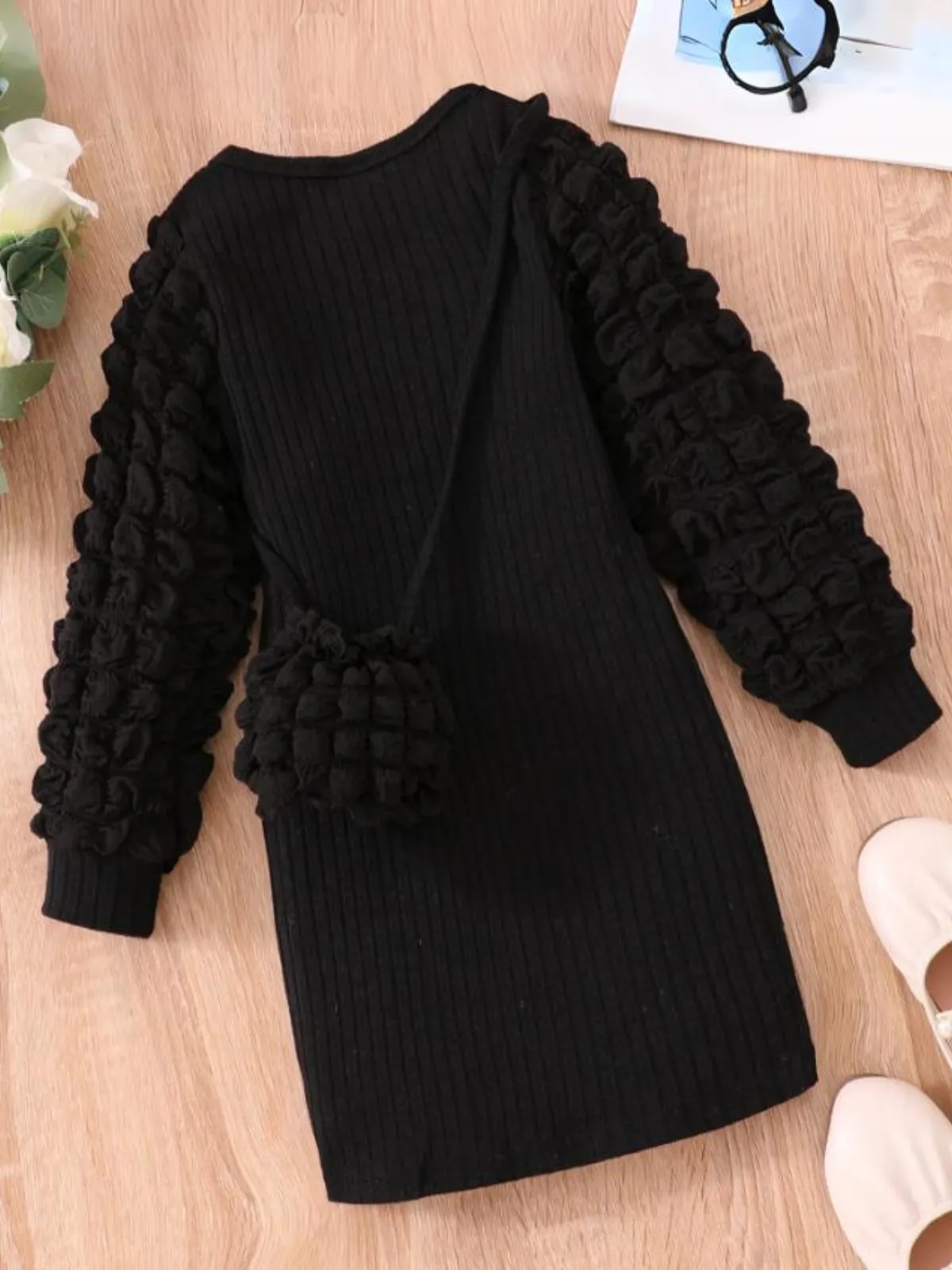 Chic and Cozy Puff Sleeve Sweater Dress Set