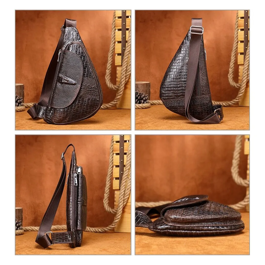 Chic CrocLeather Saddle Sling Bag