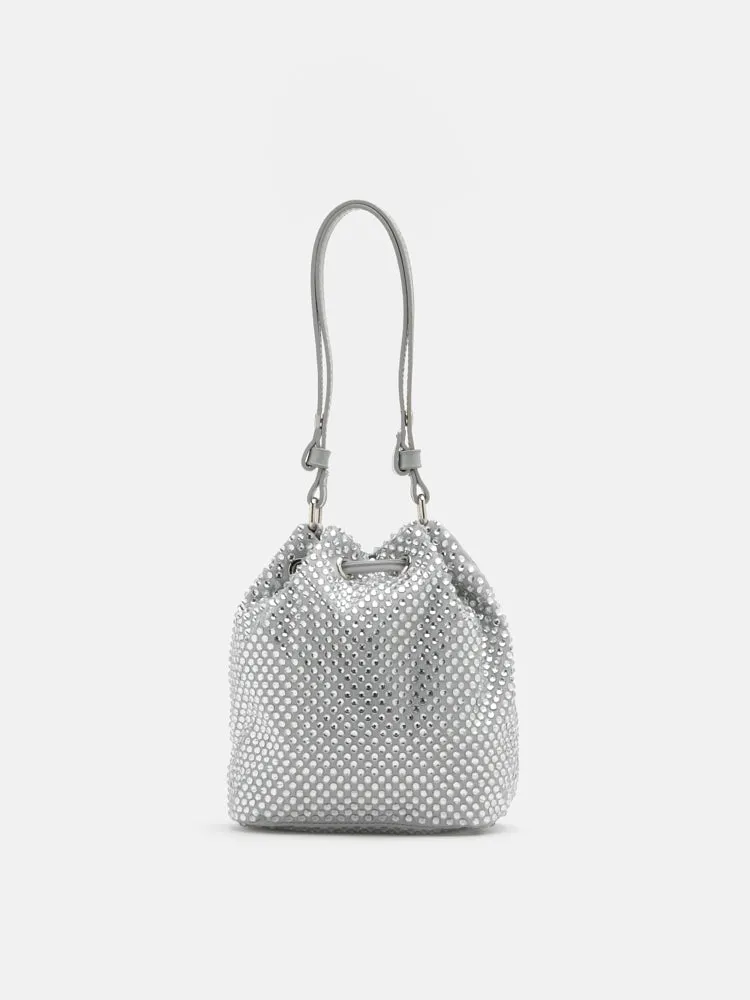 Cleo Diamante Drawstring Bucket Bag