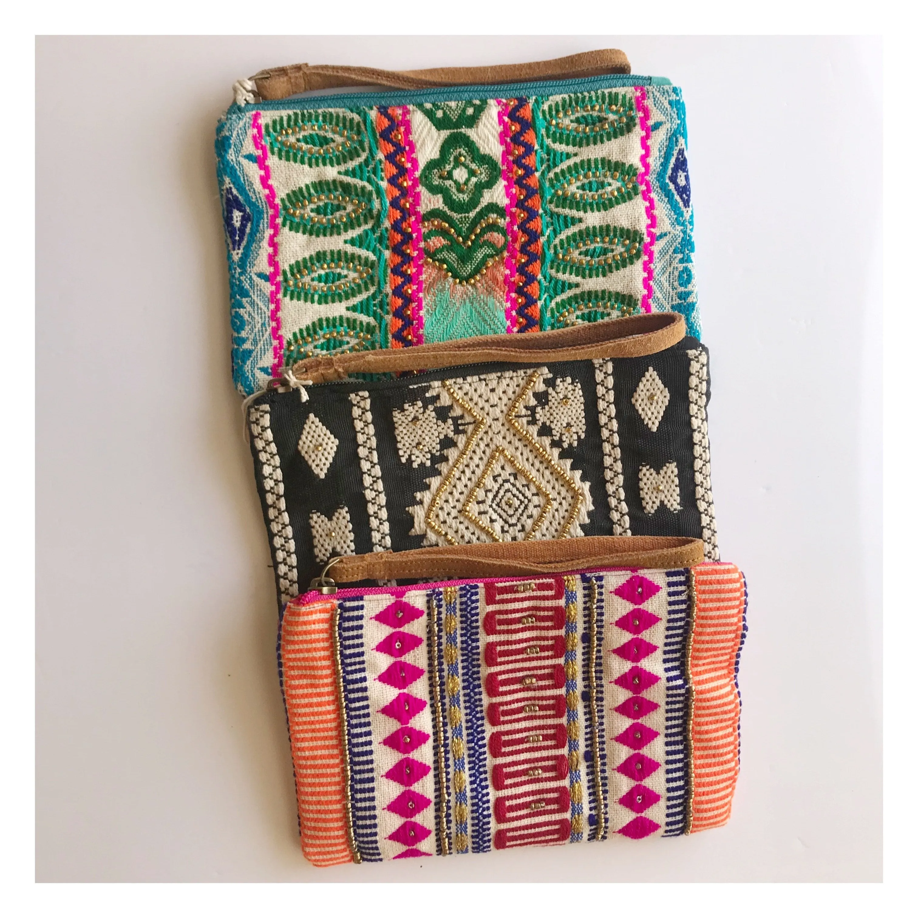 clutch wristlet wallet pouch ethnic bold beaded bag