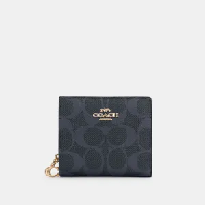 Coach Snap Wallet In Signature Canvas Blue - C3309