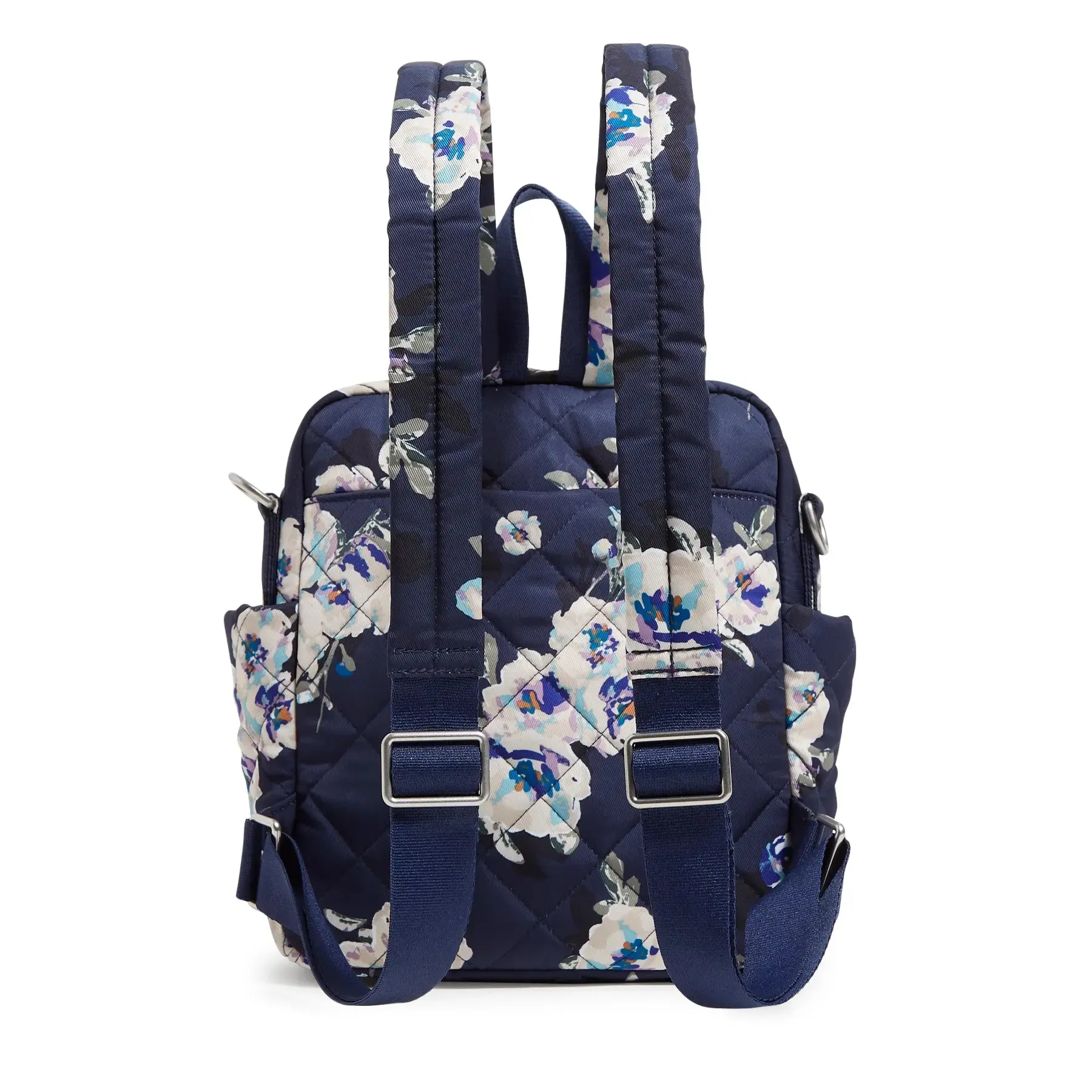 Convertible Small Backpack - Blooms and Branches Navy