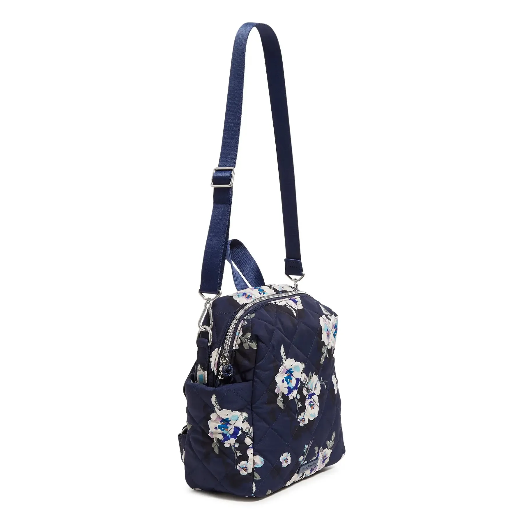 Convertible Small Backpack - Blooms and Branches Navy