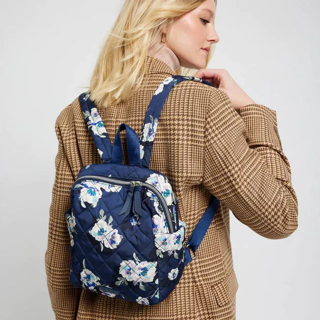 Convertible Small Backpack - Blooms and Branches Navy