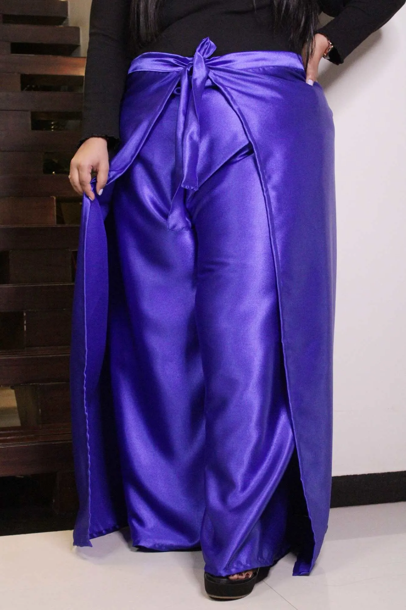 Dark Blue Comfortable and Classy Wraparound Skirt Divider