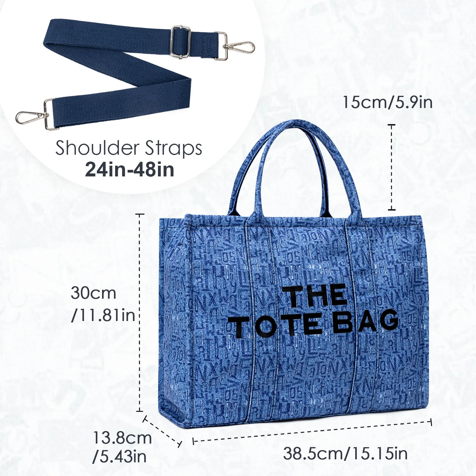 Denim Canvas Tote Bag for Women