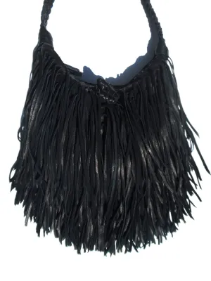 El Fleco Crossbody Fringe Bag Black