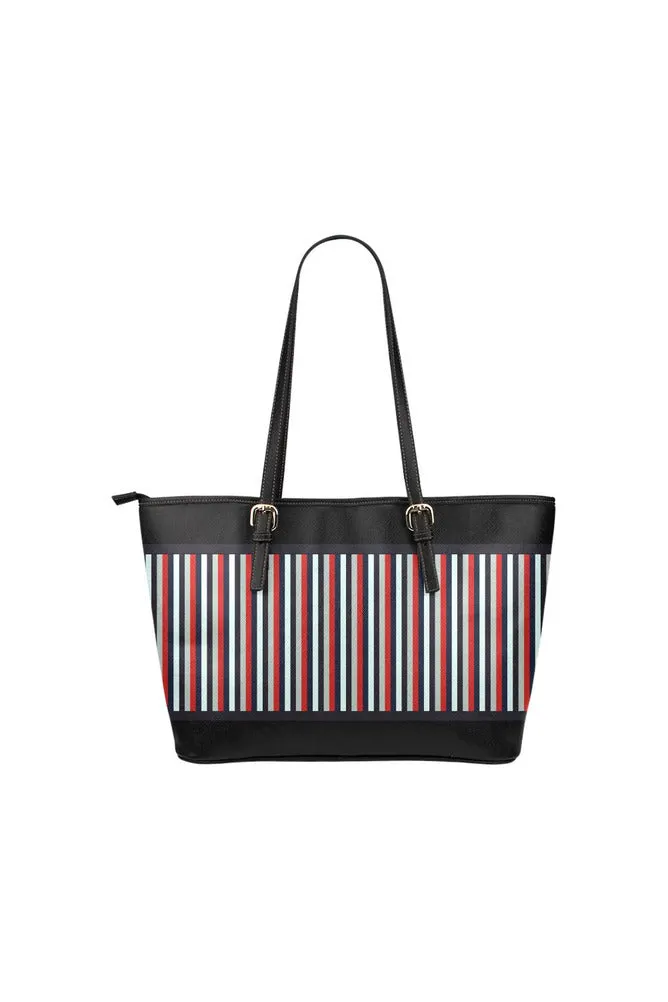 Fancy Striped Leather Tote Bag/Small