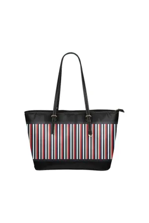 Fancy Striped Leather Tote Bag/Small