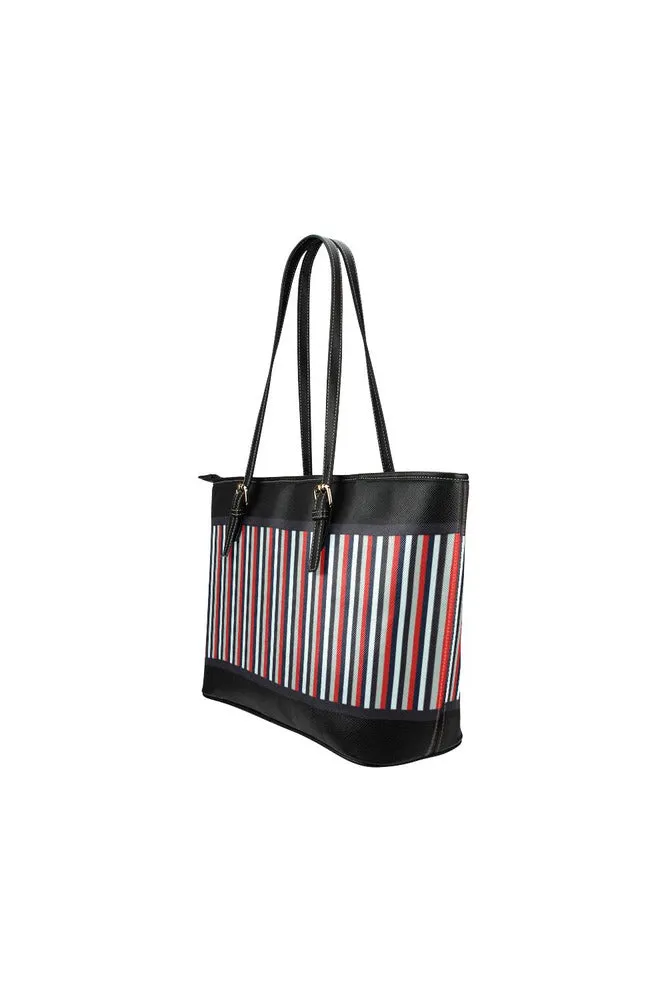 Fancy Striped Leather Tote Bag/Small