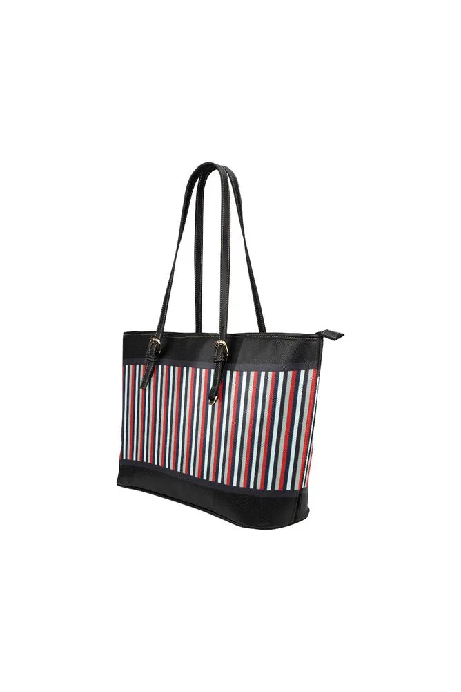 Fancy Striped Leather Tote Bag/Small