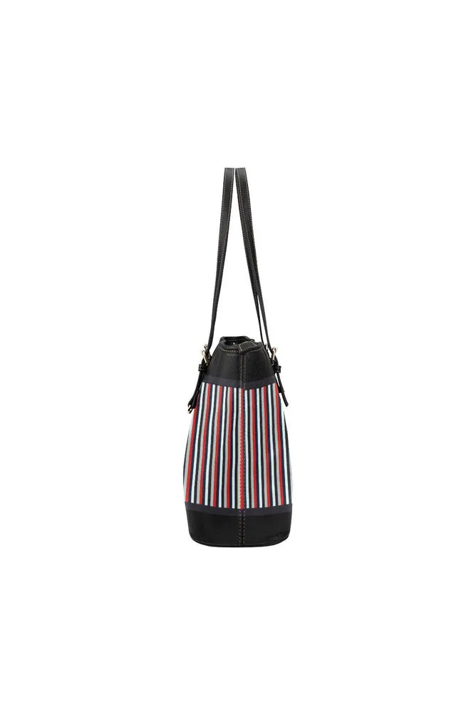 Fancy Striped Leather Tote Bag/Small