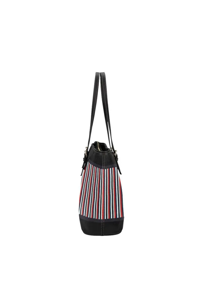 Fancy Striped Leather Tote Bag/Small