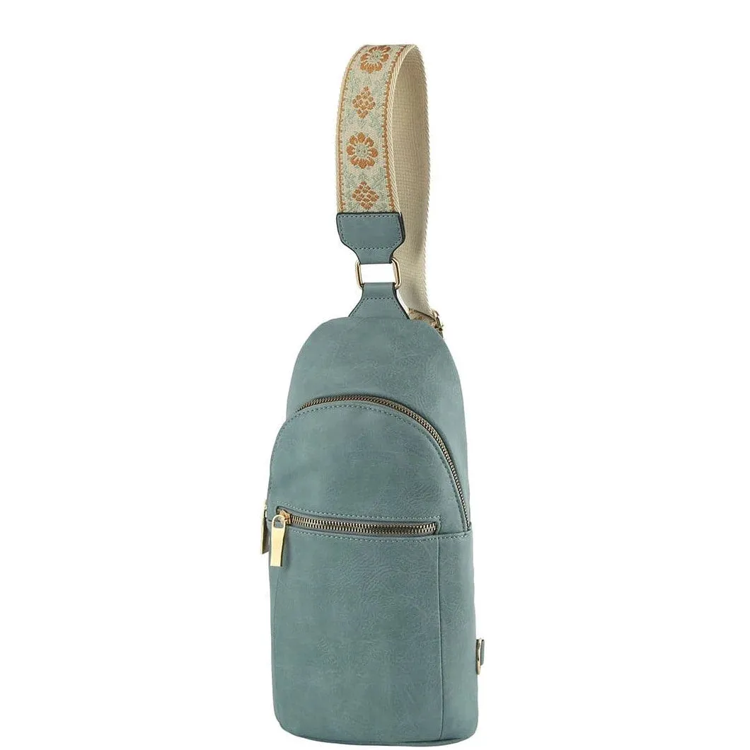 Fashion Zipper Strap Sling Bag