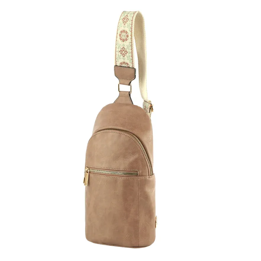 Fashion Zipper Strap Sling Bag