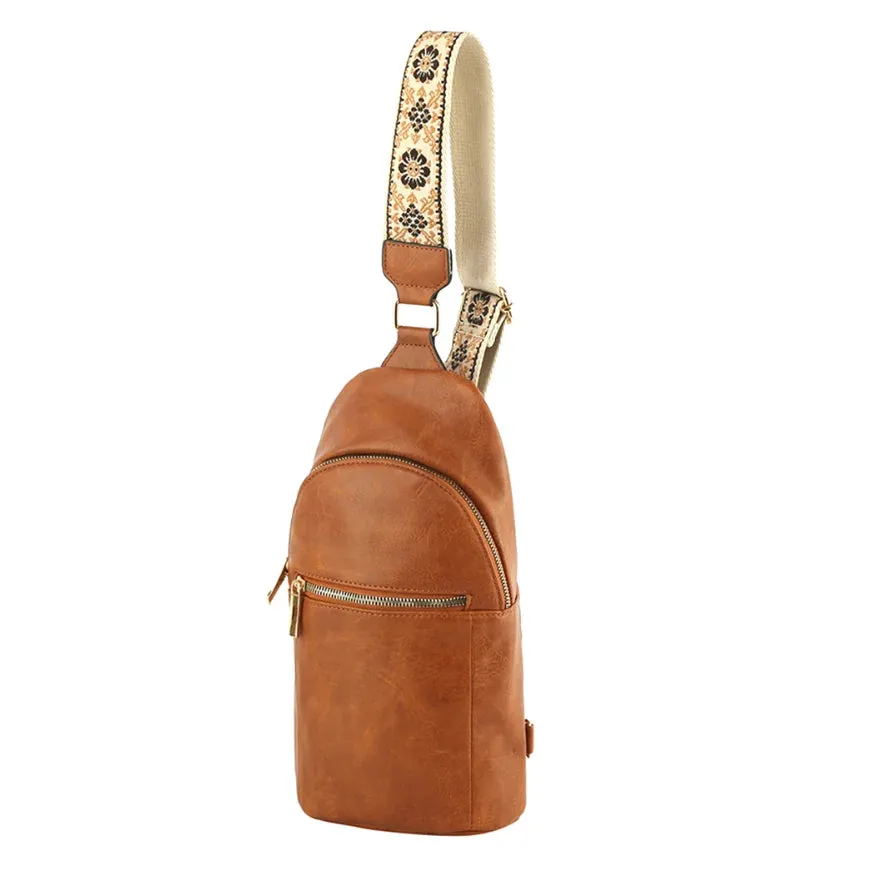 Fashion Zipper Strap Sling Bag