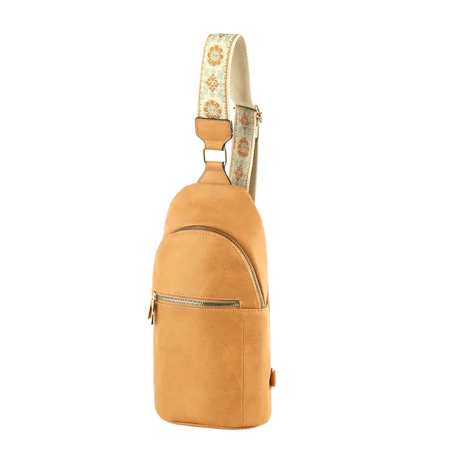 Fashion Zipper Strap Sling Bag