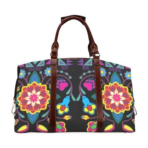 Geometric Floral Winter-Black Classic Travel Bag