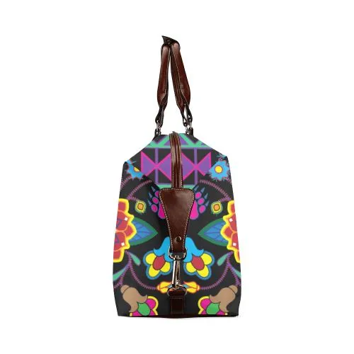 Geometric Floral Winter-Black Classic Travel Bag