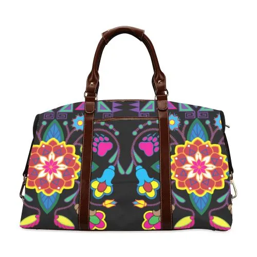 Geometric Floral Winter-Black Classic Travel Bag