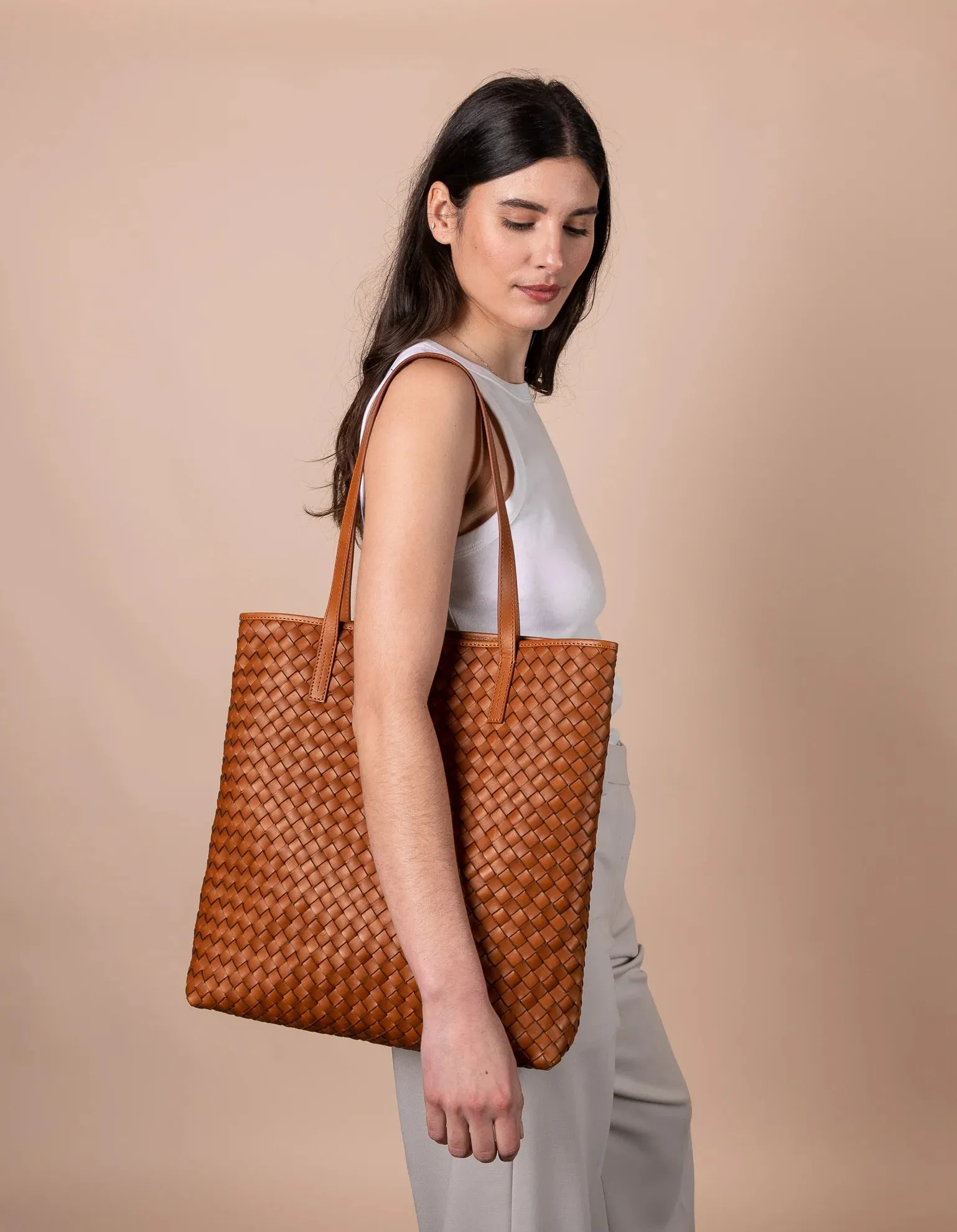 Georgia Woven Leather Tote Bag