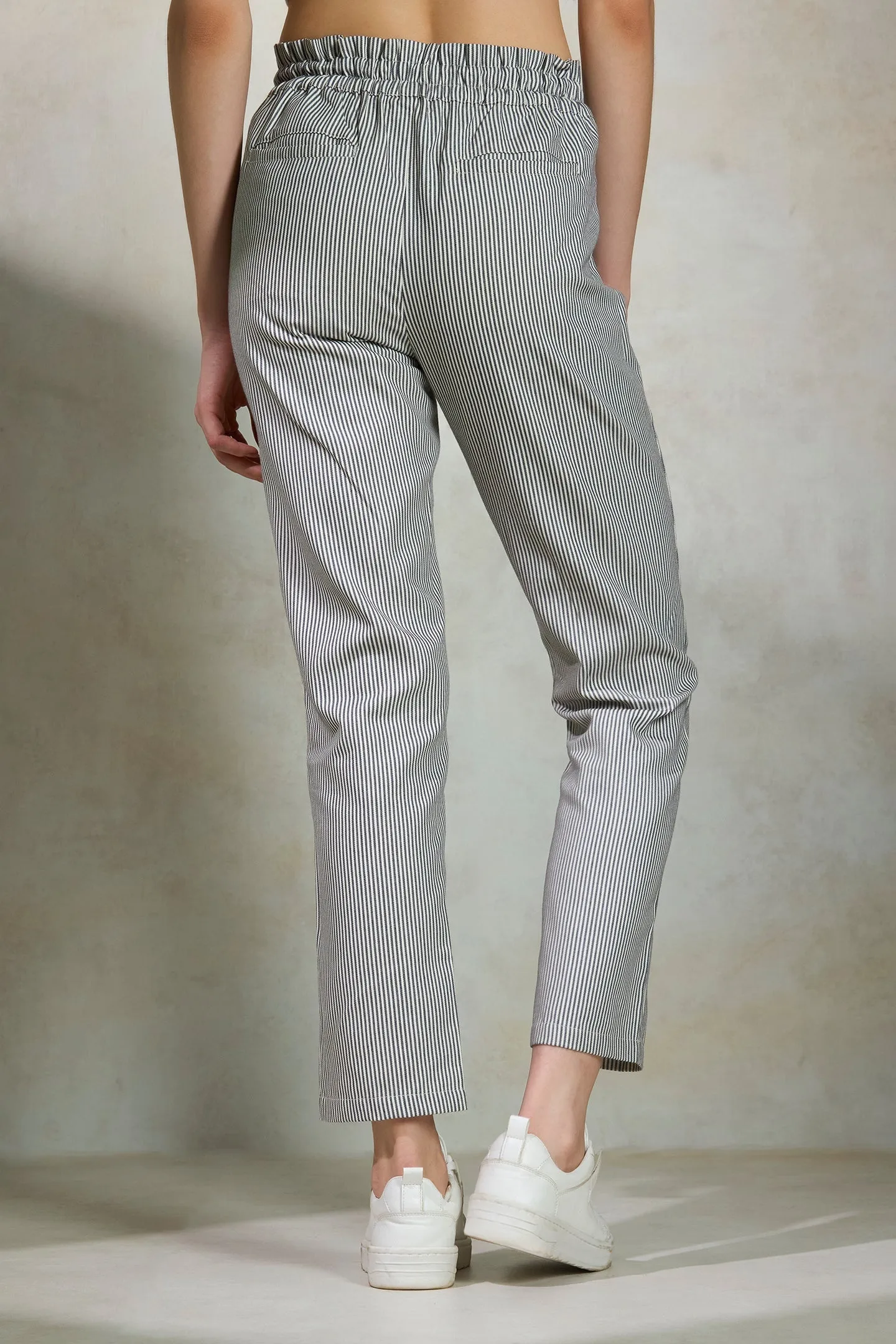 Geri|Striped Cotton Trousers