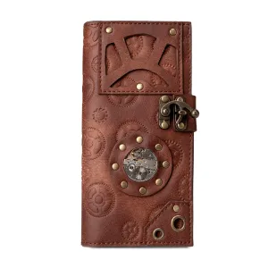 Handmade Vintage Steampunk Gear Leather Card Holder Purse