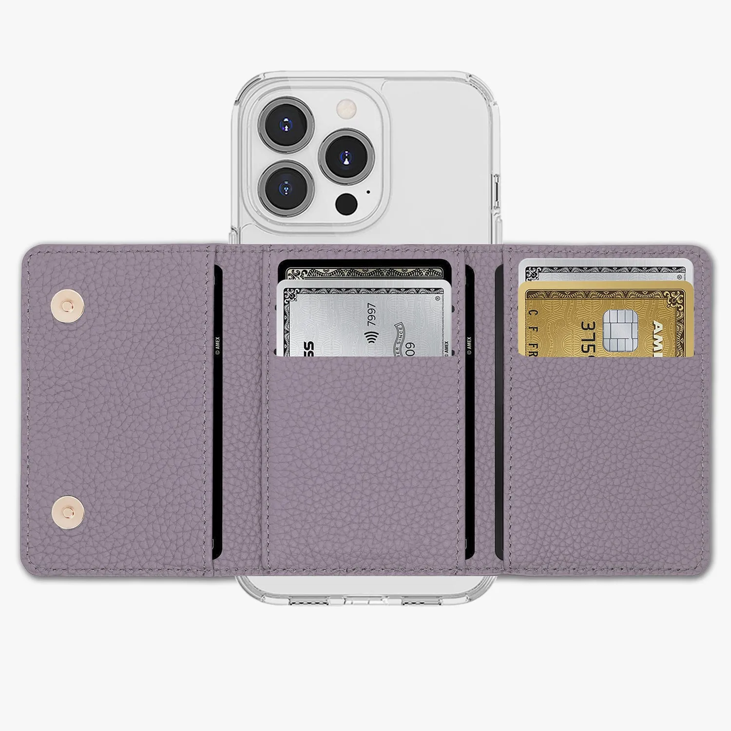 iPhone 14 Pro HD Clear Case with MagSafe Trifold Wallet Set