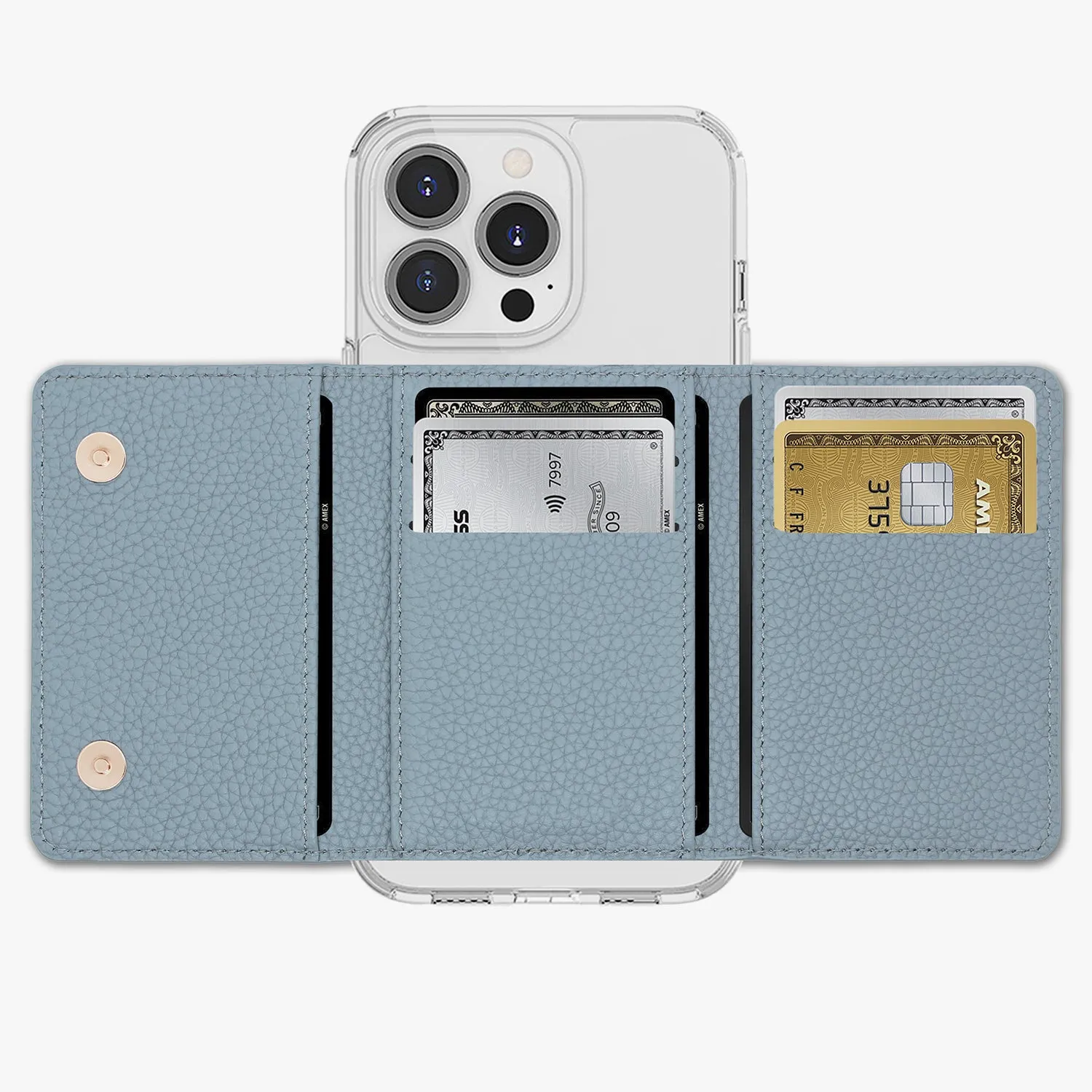 iPhone 14 Pro HD Clear Case with MagSafe Trifold Wallet Set