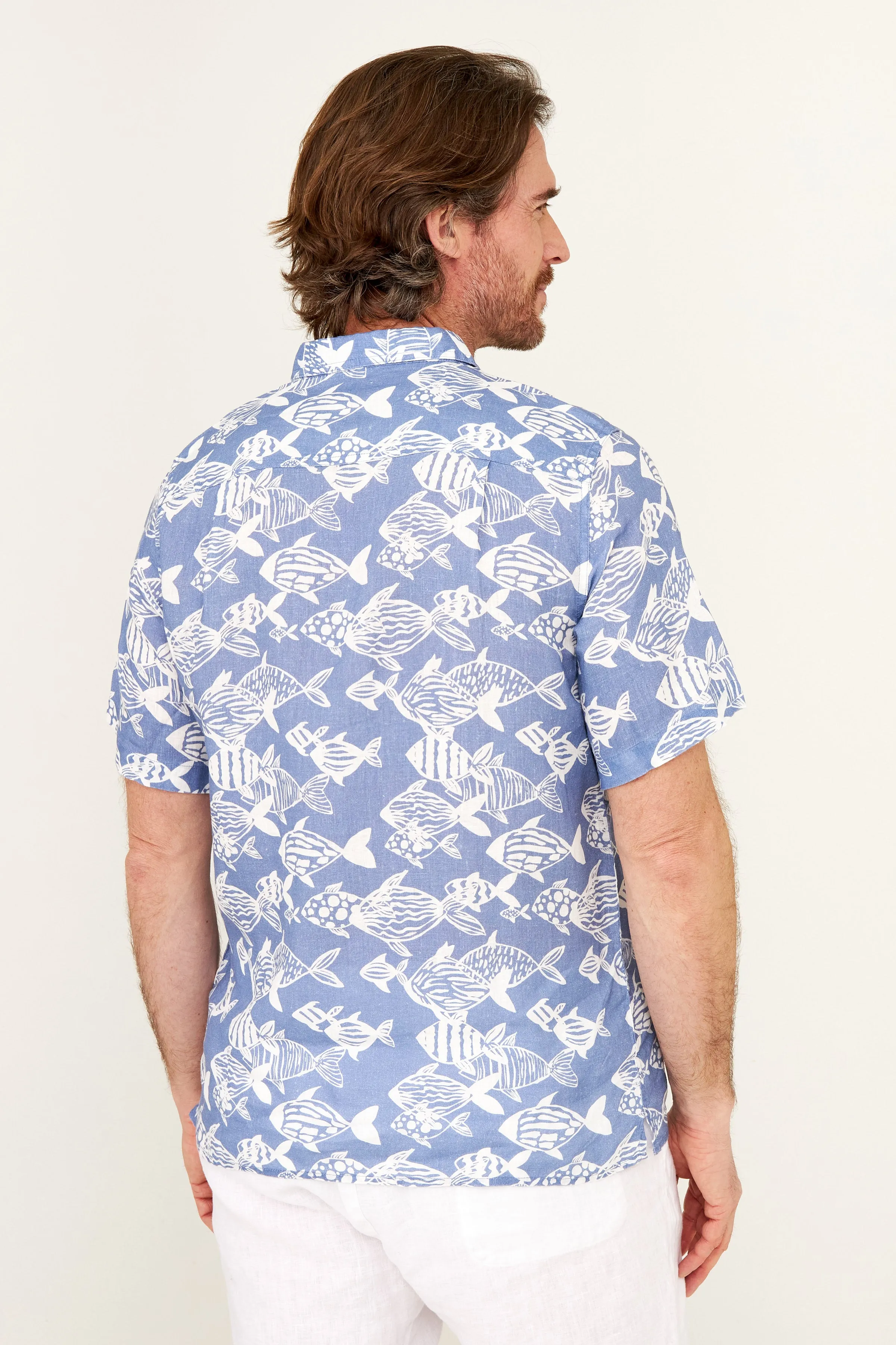 Irie Linen Shirt - Skipper Blue Fish