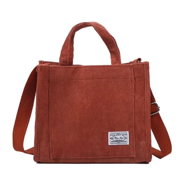 Janie Corduroy Zipper Shoulder Bag