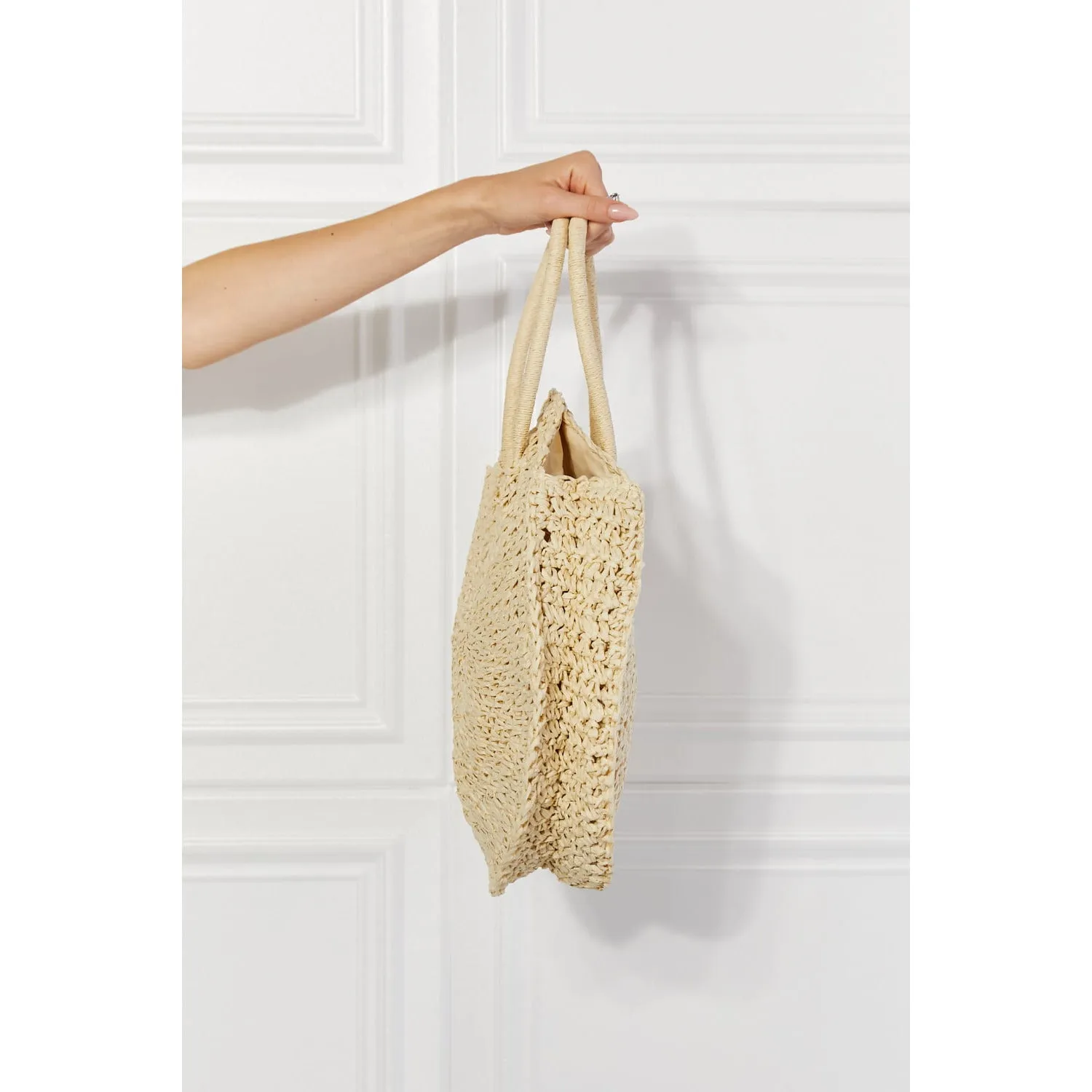 Justin Taylor Beach Date Straw Rattan Handbag in Ivory