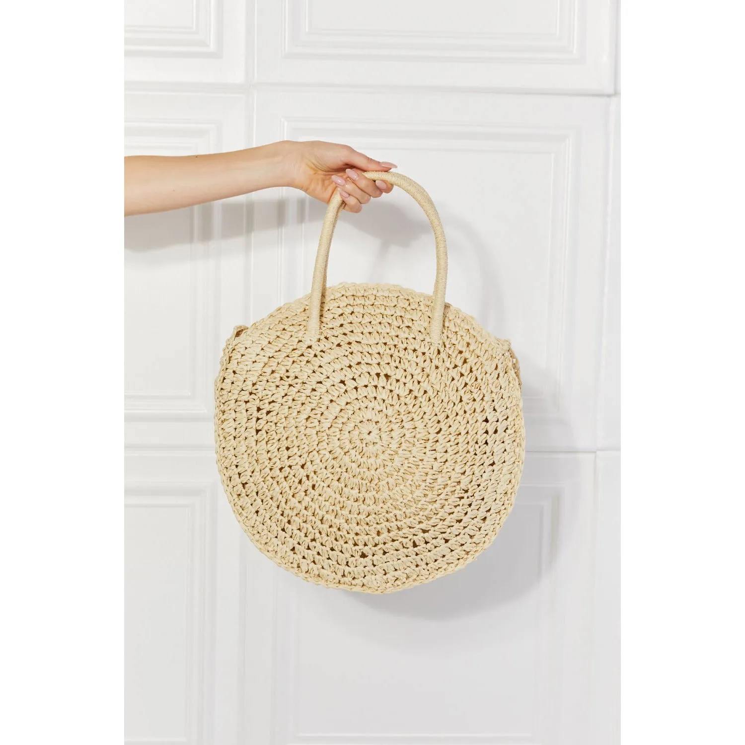 Justin Taylor Beach Date Straw Rattan Handbag in Ivory